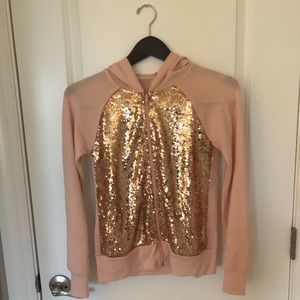 ONLY WORN ONCE... Sparkly Pink Zip Up Sweatshirt